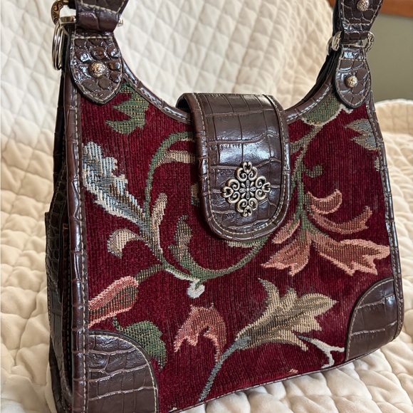 Elegant Floral Tapestry Bag with Brown Accents - Picture 10 of 10